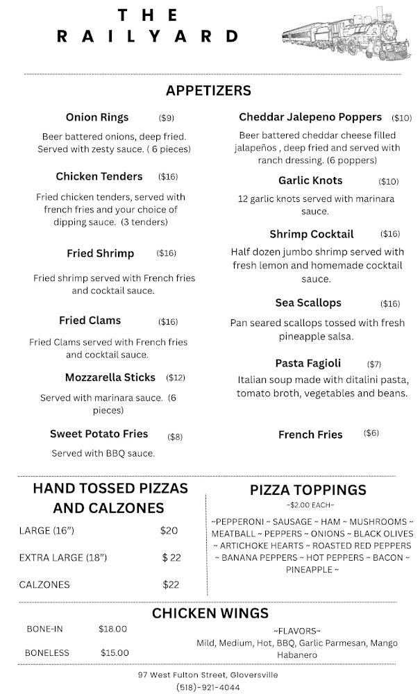 Rail Yard Restaurant Menu image 1