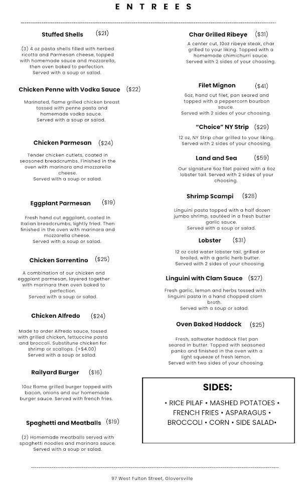 Rail Yard Restaurant Menu image 2