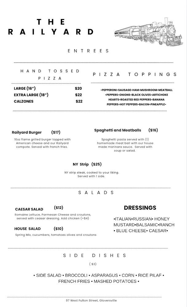 Rail Yard Restaurant Menu image 3
